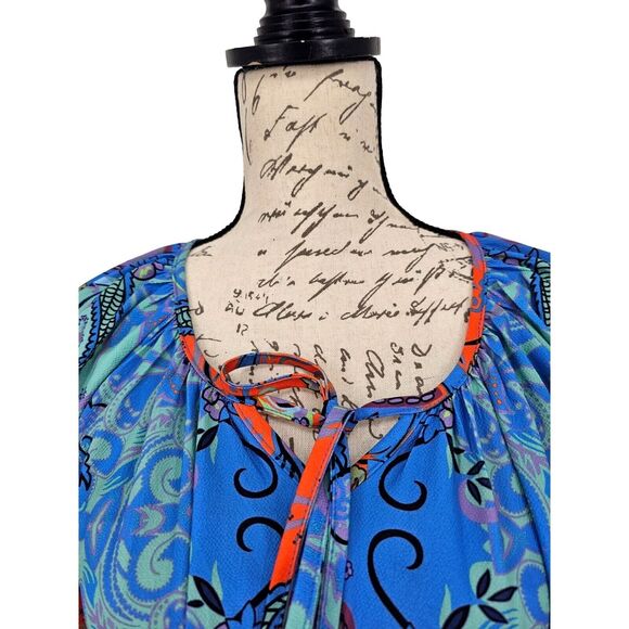 Bohemian Smocked Waist Bell Sleeves Dress Large - Picture 4 of 12